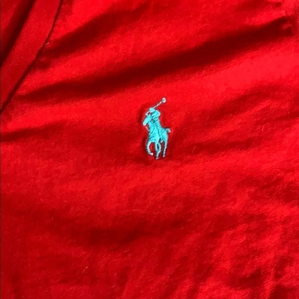 Ralph Lauren Red V-Neck Classic T-Shirt Kids Large shirt sleeve